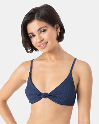 Roxy Women's Rib Roxy Love Knot Bralette Bikini Top - Mood Indigo
