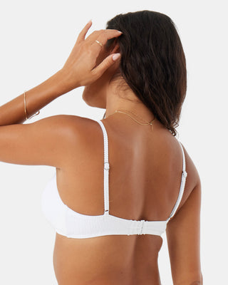 Roxy Women's Rib Roxy Love Knot Bralette Bikini Top - White