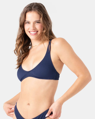 Roxy Women's Rib Roxy Love Scoop Bralette Bikini Top - Mood indigo