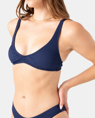 Roxy Women's Rib Roxy Love Scoop Bralette Bikini Top - Mood indigo