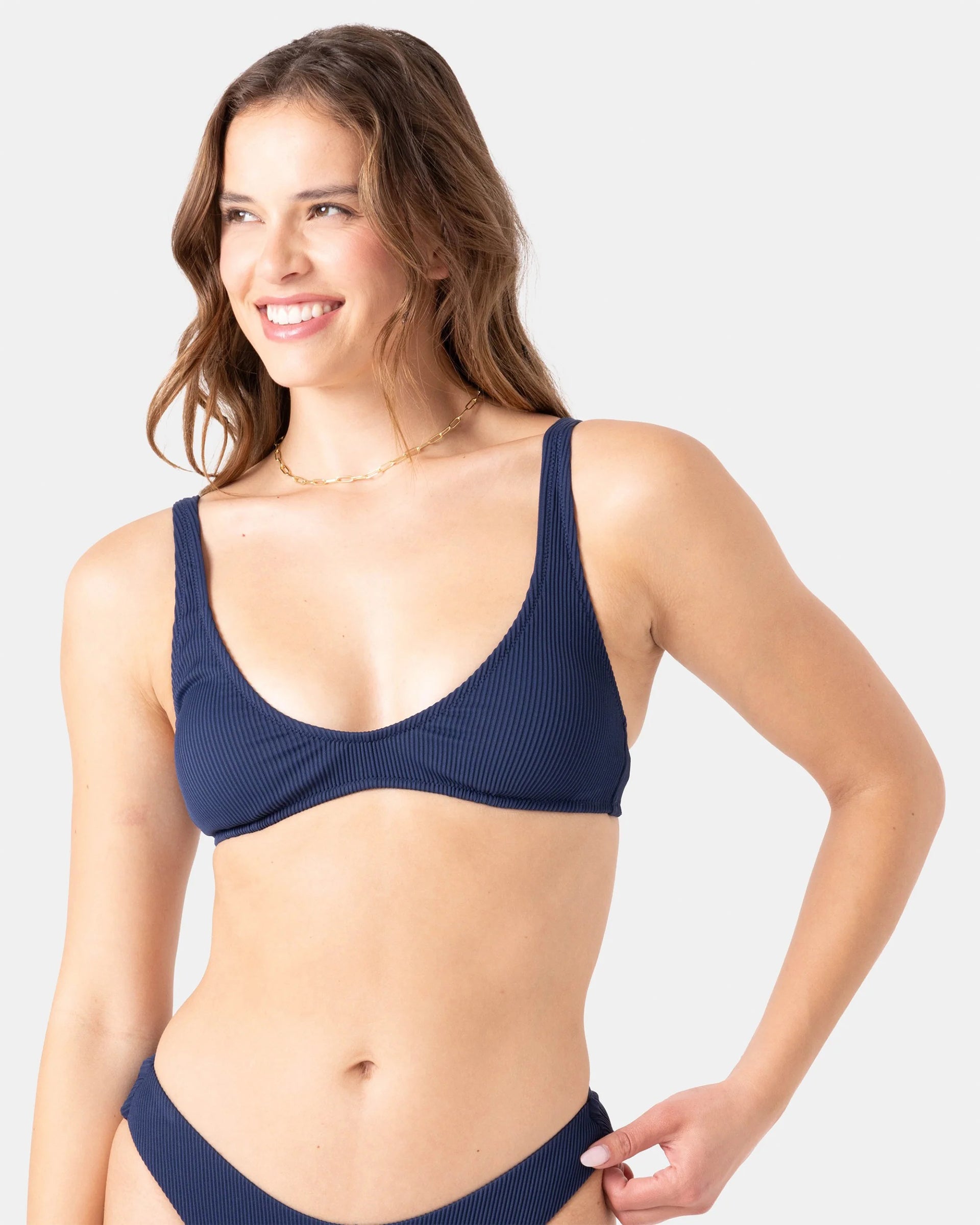 Roxy Women's Rib Roxy Love Scoop Bralette Bikini Top - Mood indigo