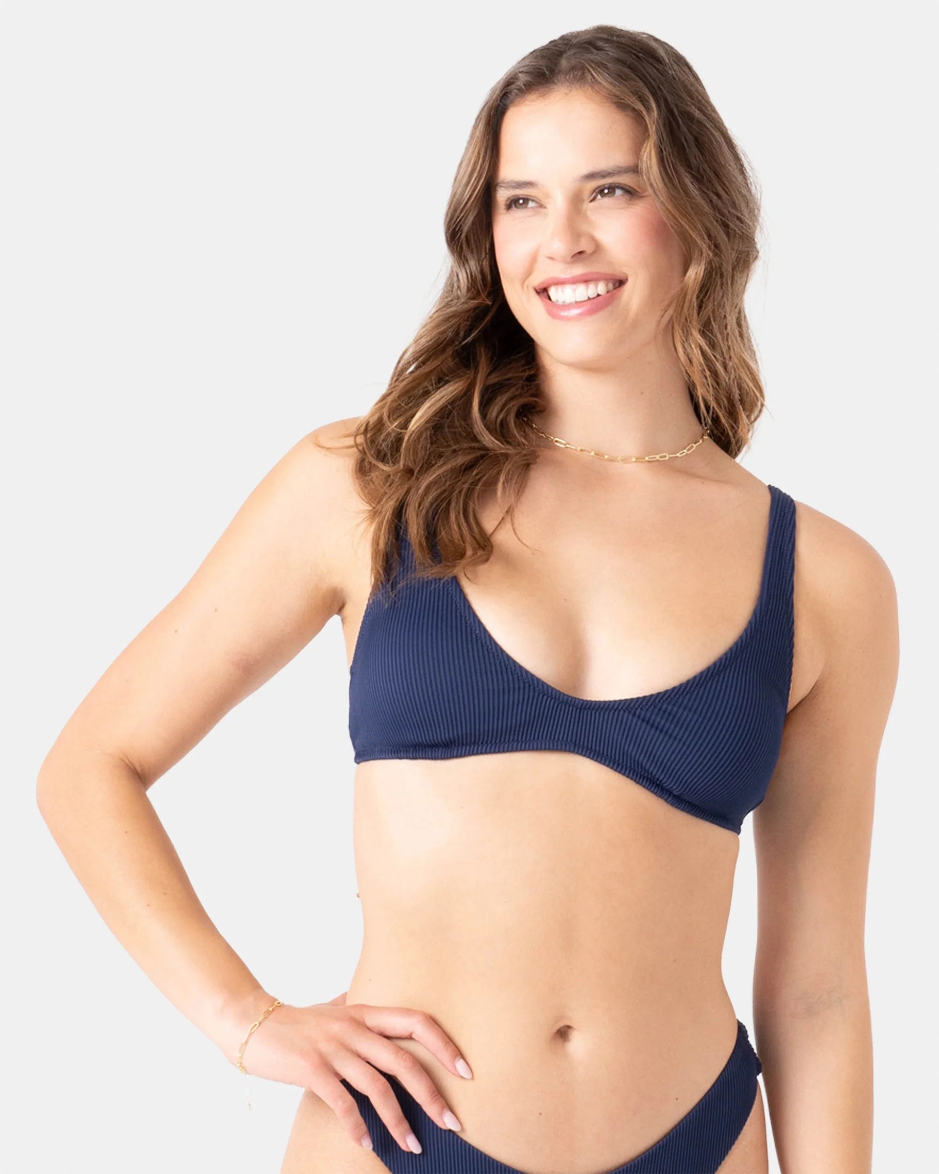 Roxy Women's Rib Roxy Love Scoop Bralette Bikini Top - Mood indigo