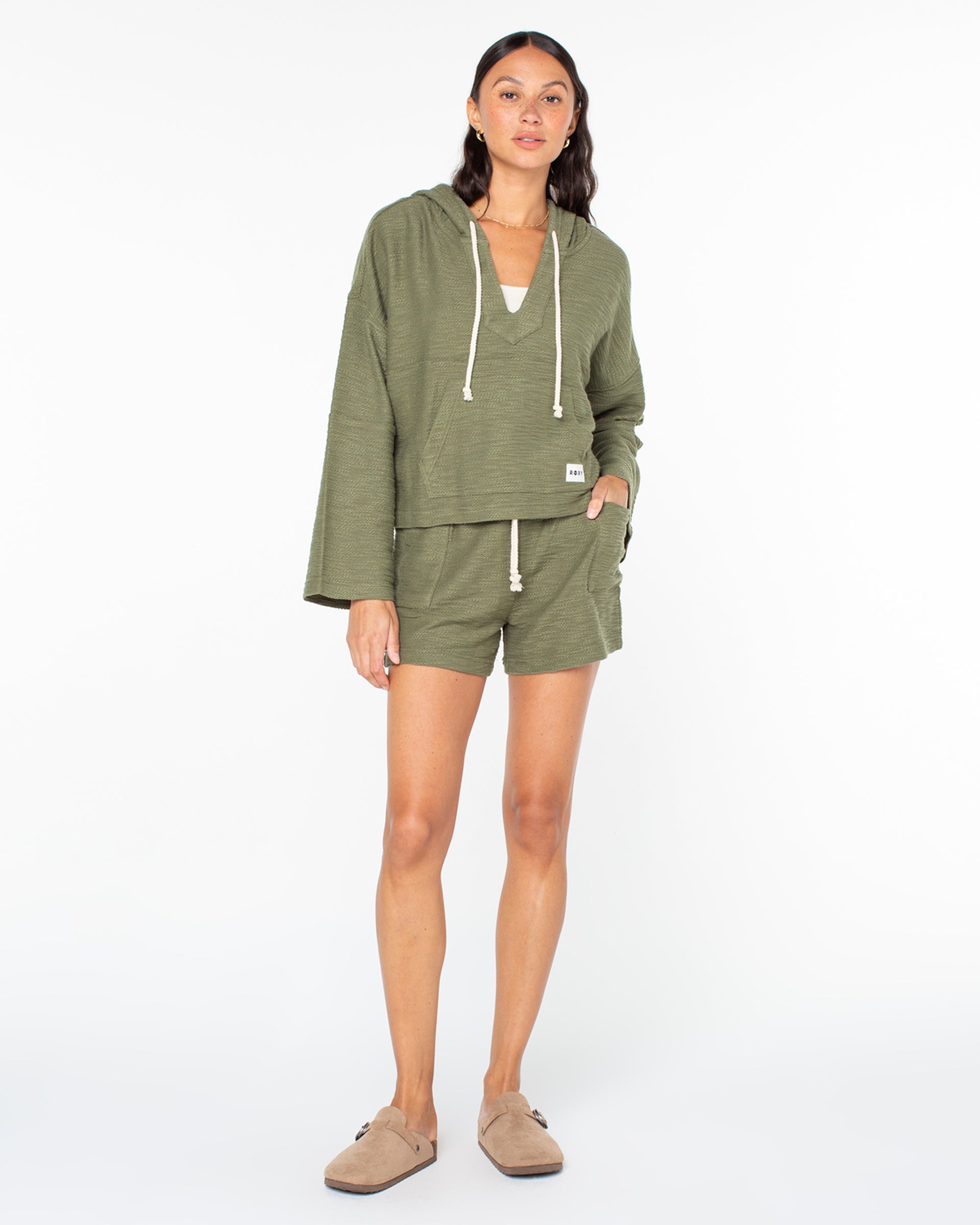 Roxy Women's Rich Coast Poncho - Four Leaf Clover Solid