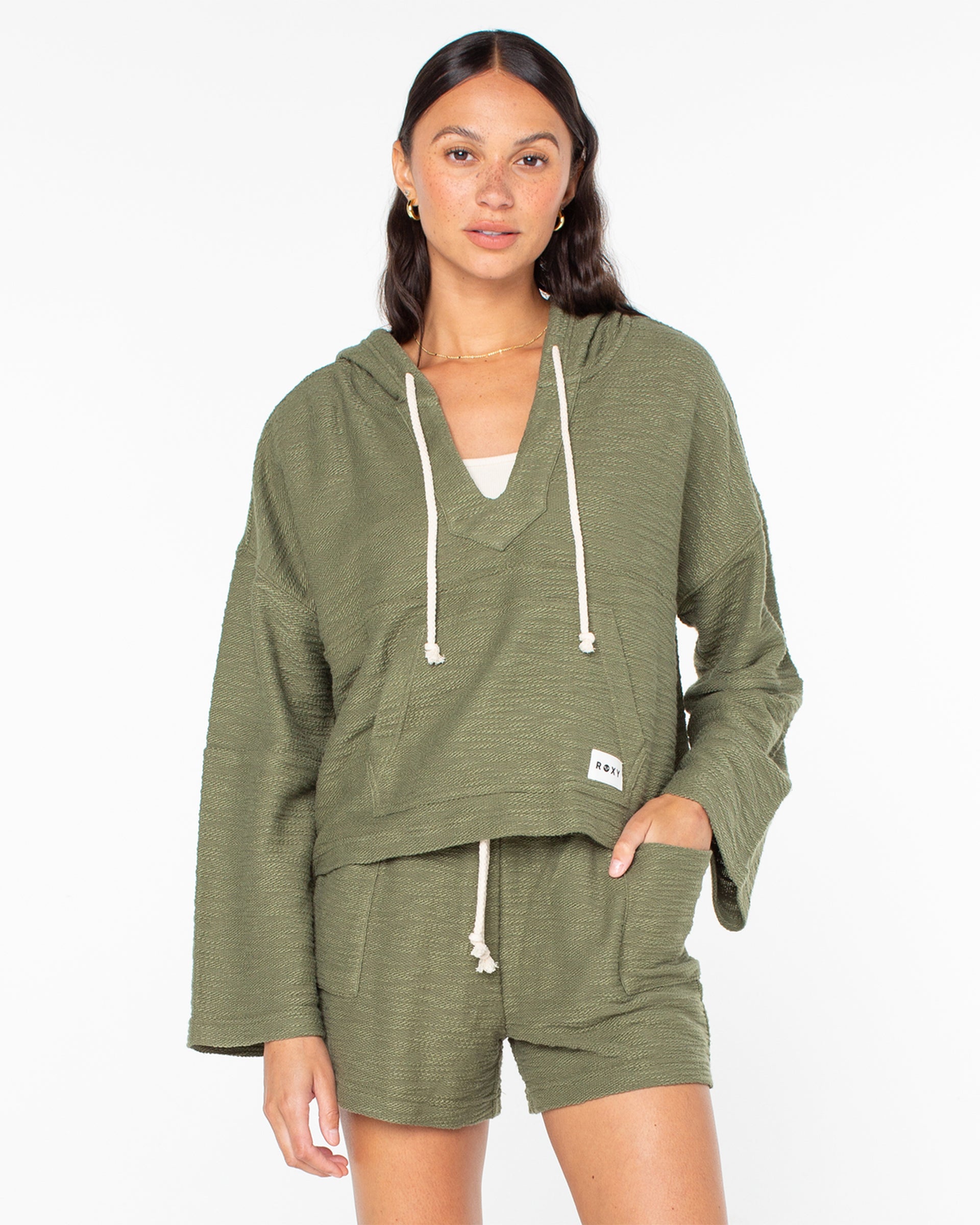 Roxy Women's Rich Coast Poncho - Four Leaf Clover Solid