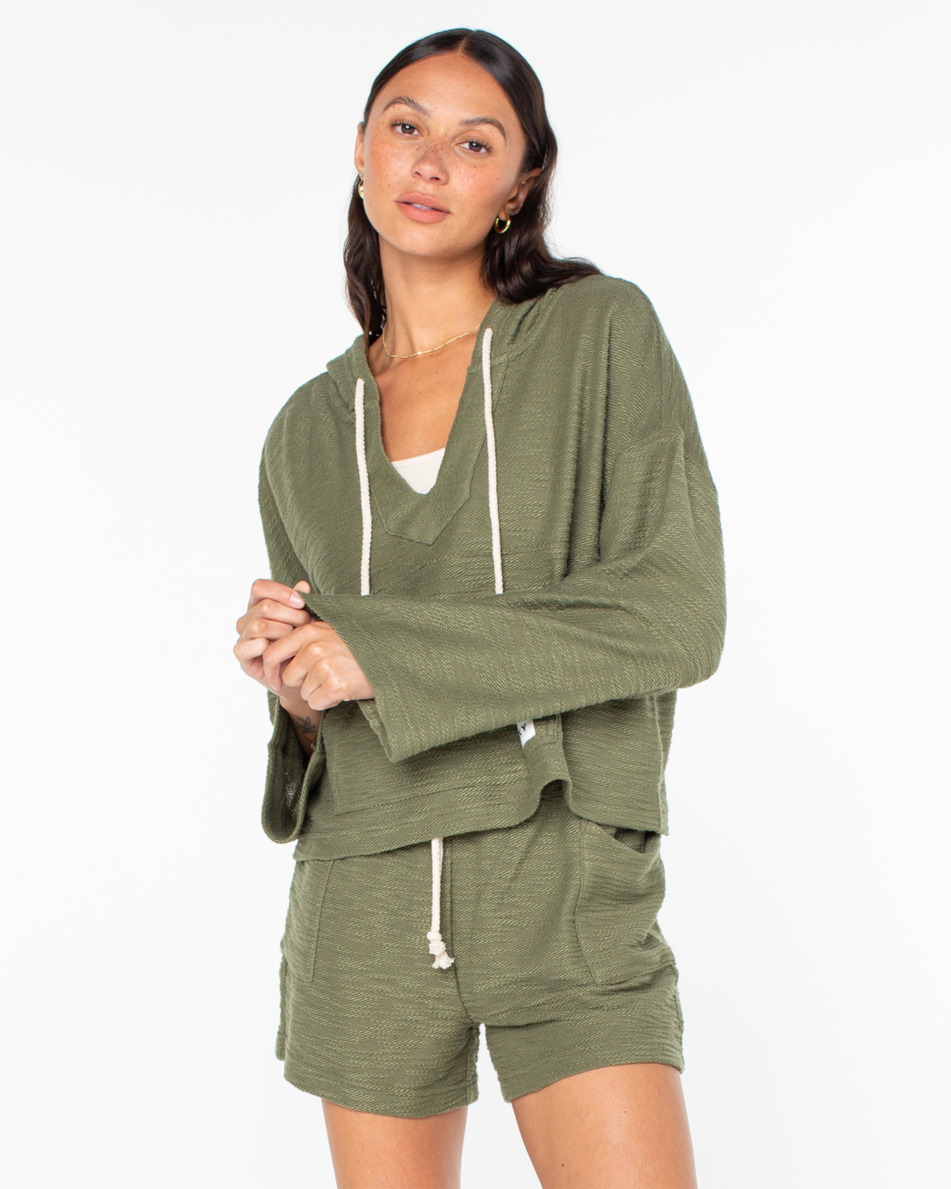 Roxy Women's Rich Coast Poncho - Four Leaf Clover Solid