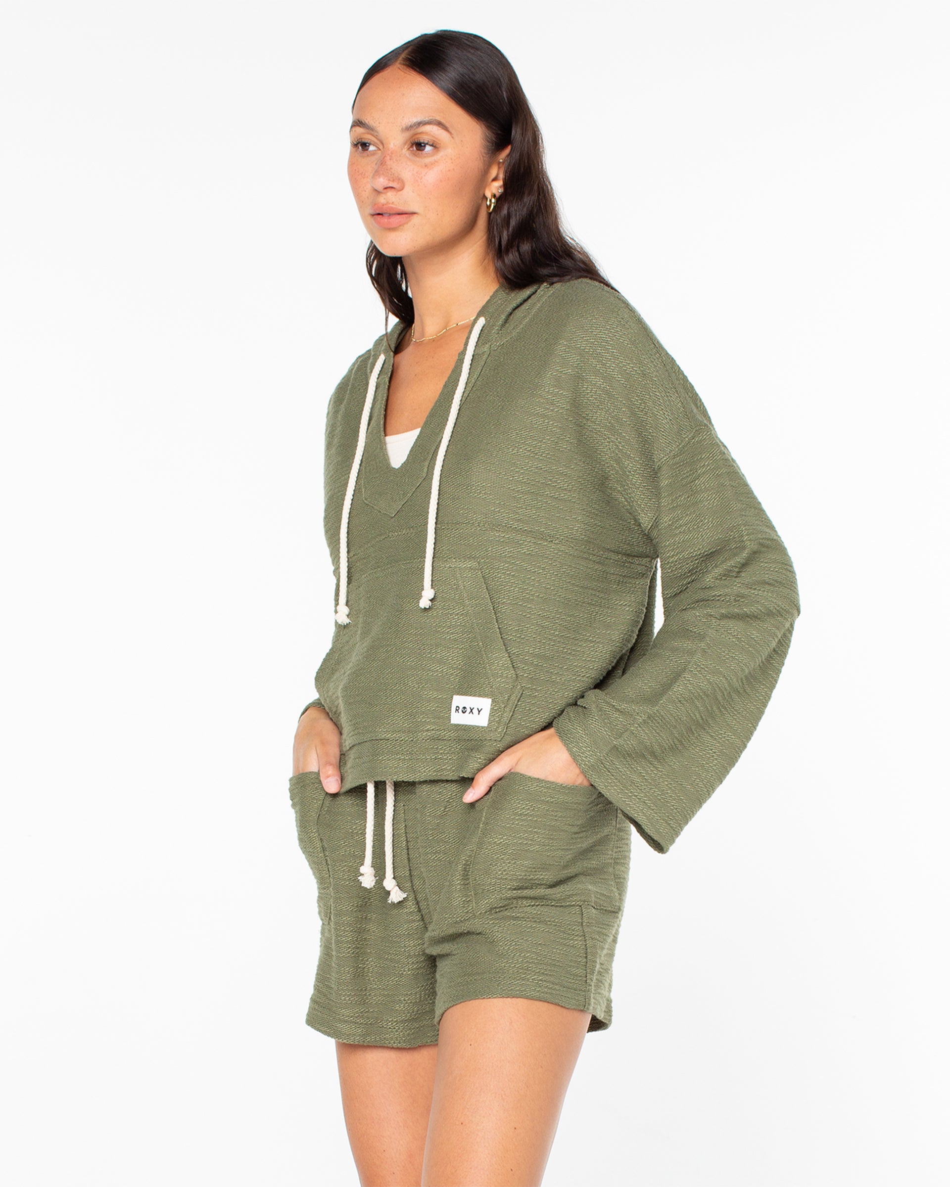 Roxy Women's Rich Coast Poncho - Four Leaf Clover Solid