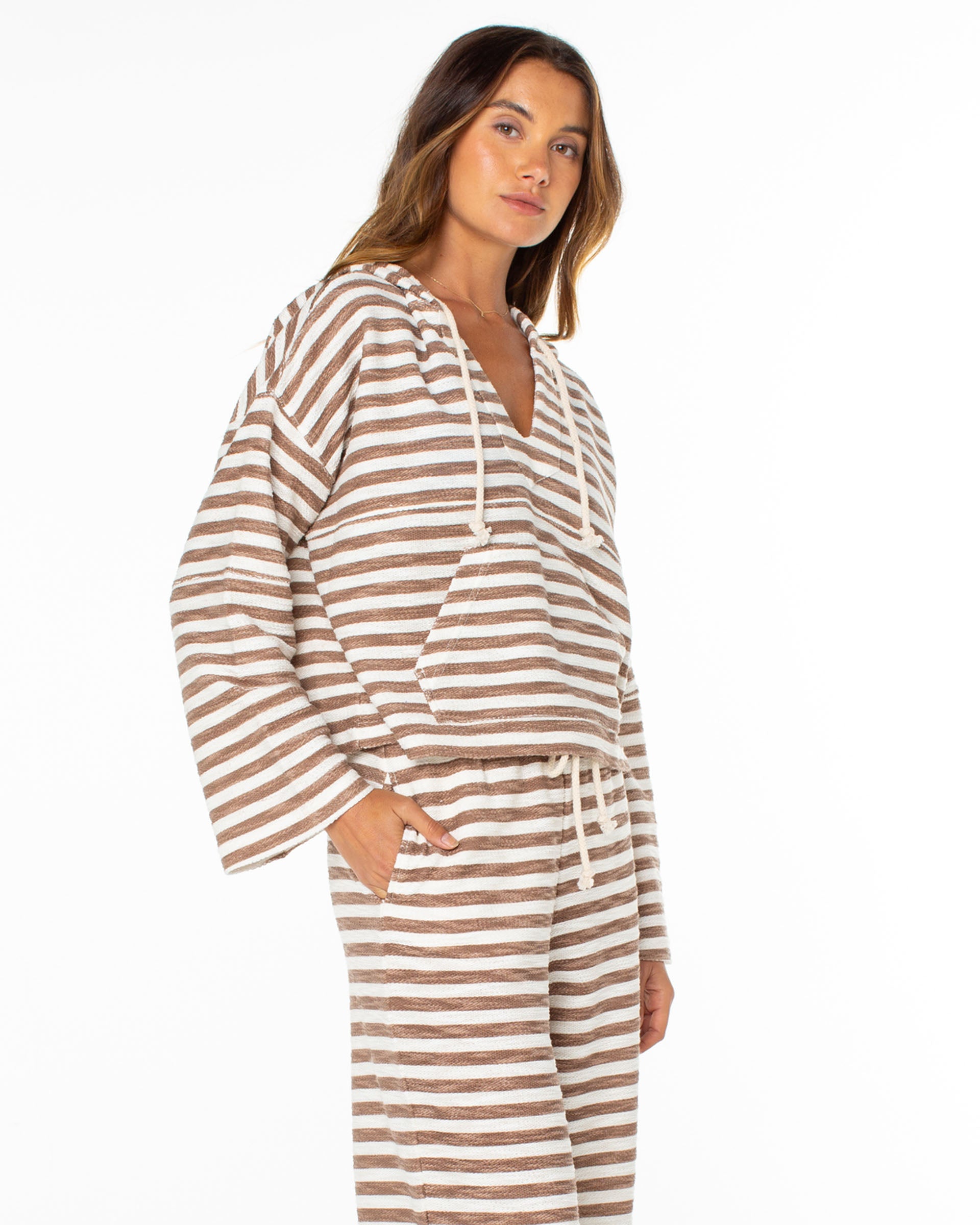 Roxy Women's Rich Coast Stripe Poncho - Brownie Freebird Stripe
