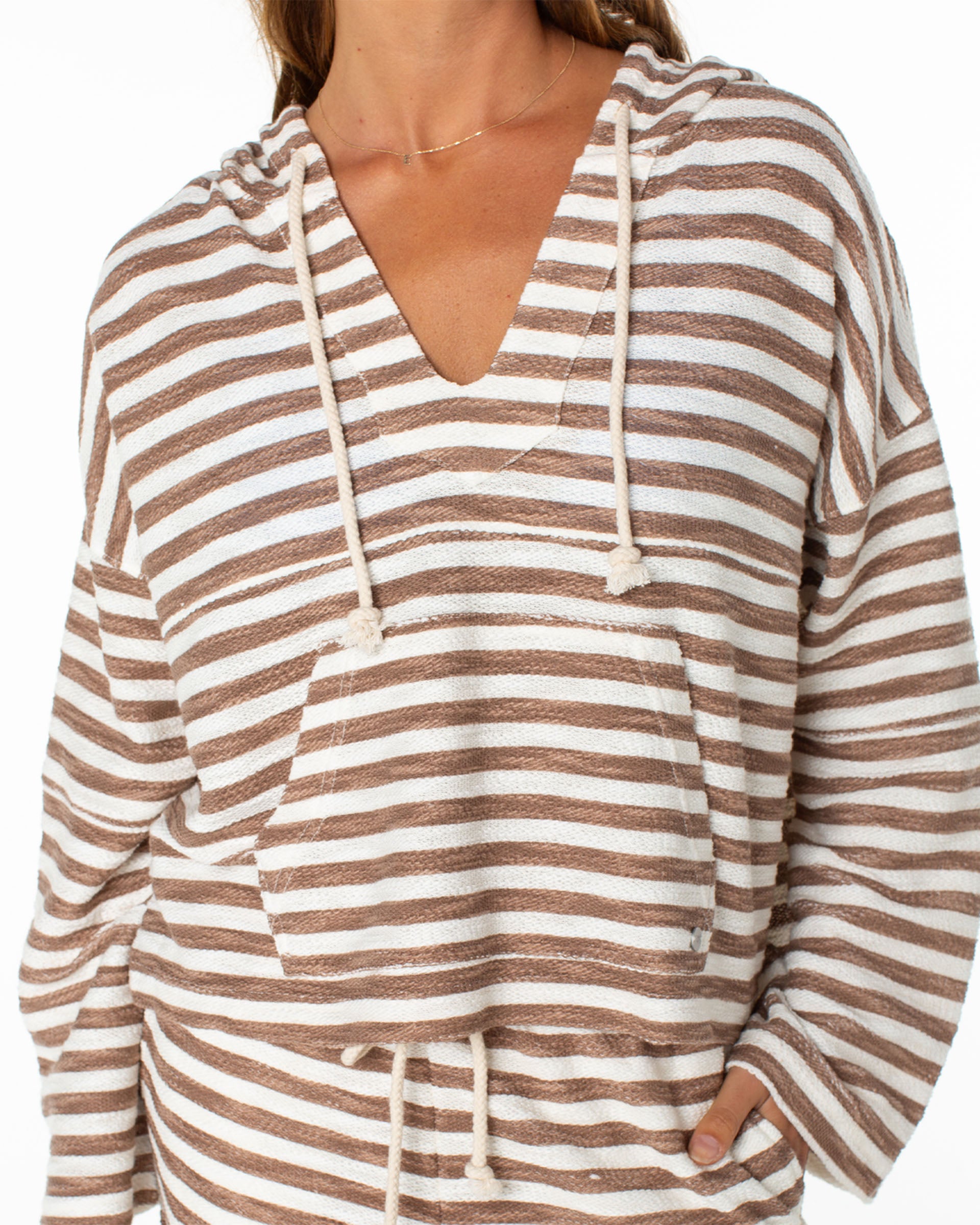 Roxy Women's Rich Coast Stripe Poncho - Brownie Freebird Stripe