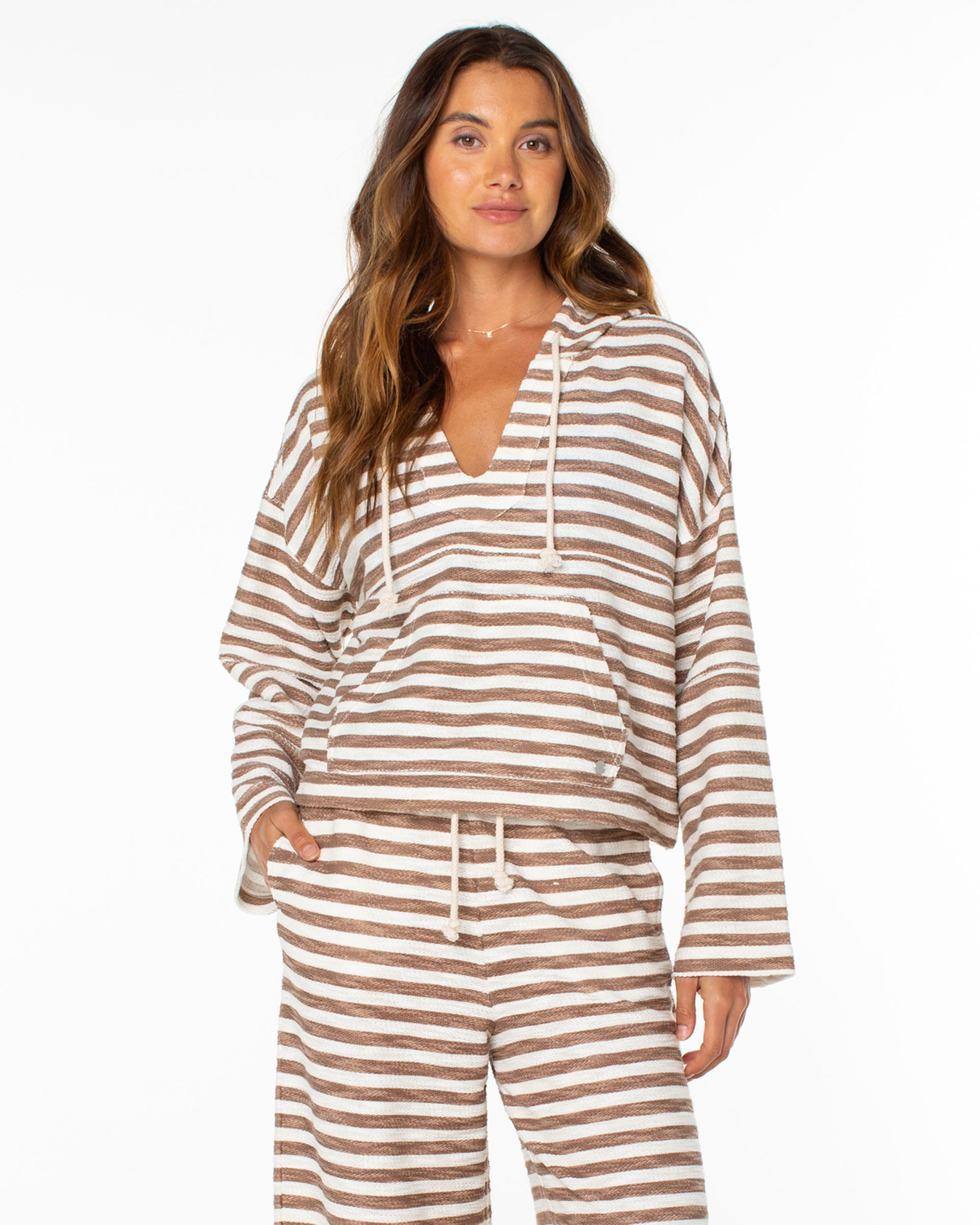 Roxy Women's Rich Coast Stripe Poncho - Brownie Freebird Stripe