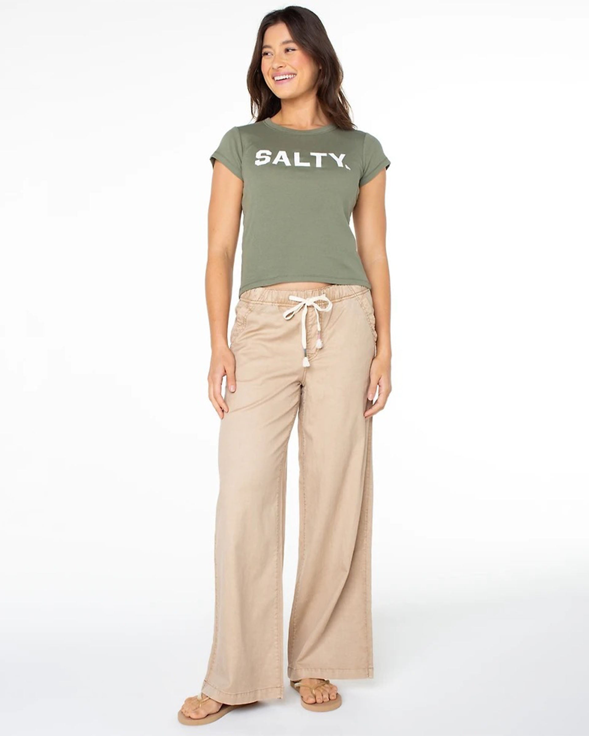 Roxy Women's Salty 90s Baby T-Shirt - Four Leaf Clover