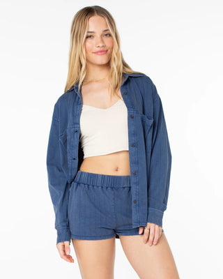 Roxy Women's Sandpiper Button Up - Sargasso Sea Solid