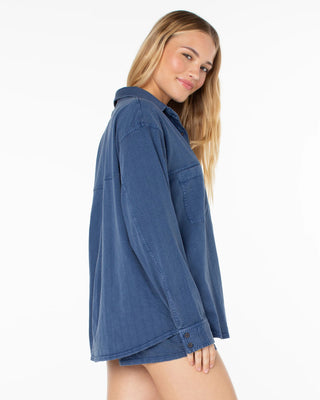 Roxy Women's Sandpiper Button Up - Sargasso Sea Solid