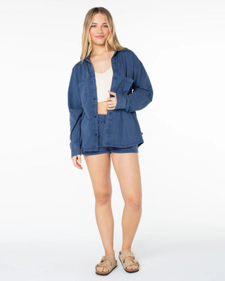 Roxy Women's Sandpiper Button Up - Sargasso Sea Solid