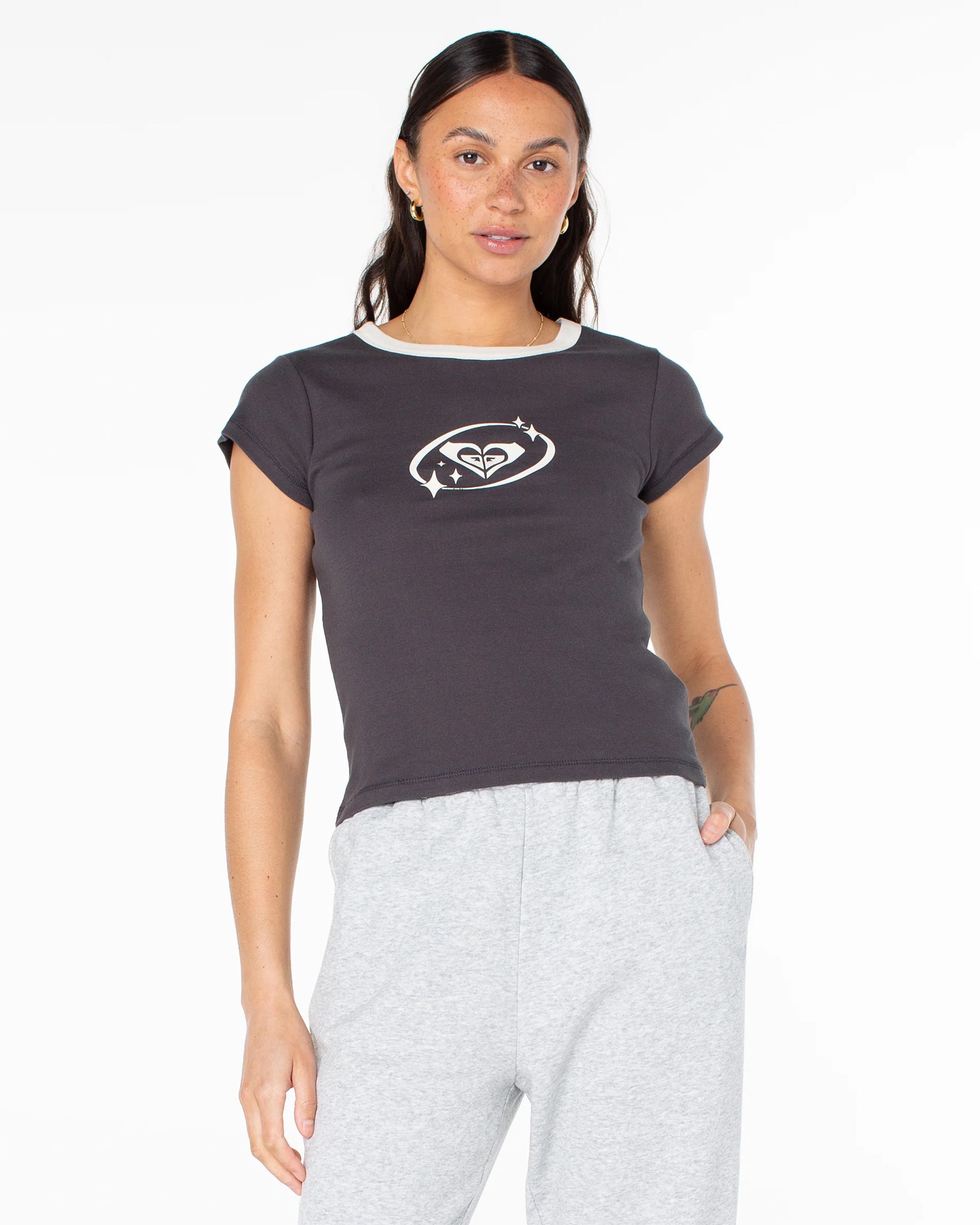 Roxy Women's Saturn Classic 90's Baby Tee - Phantom