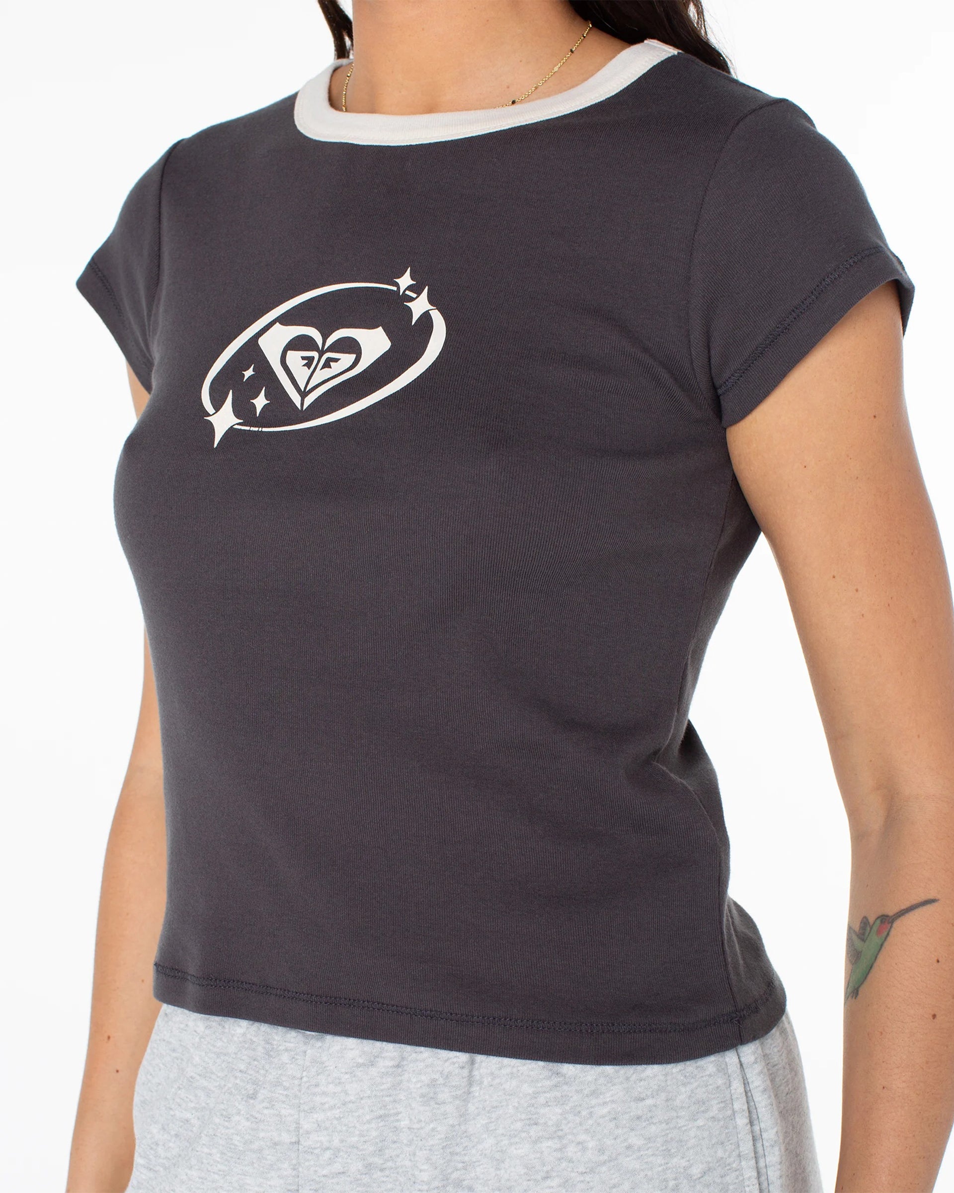 Roxy Women's Saturn Classic 90's Baby Tee - Phantom