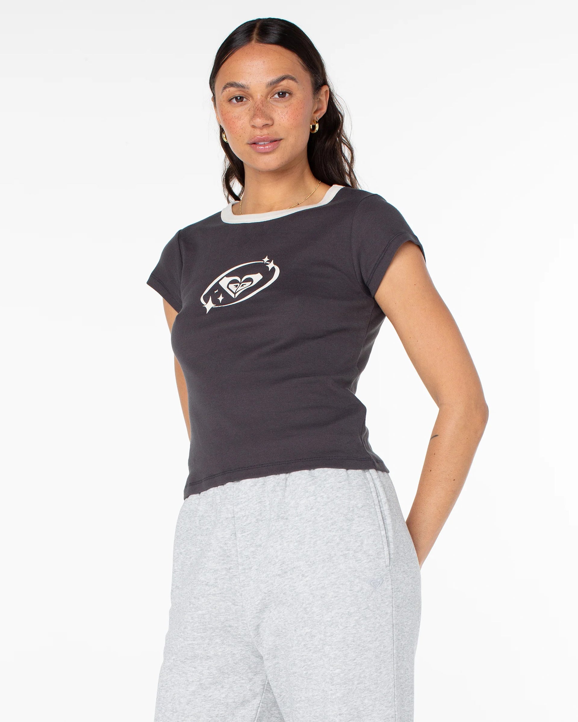 Roxy Women's Saturn Classic 90's Baby Tee - Phantom