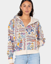 Roxy Women's Savannah Zip-Up Hoodie - Cream/Multi