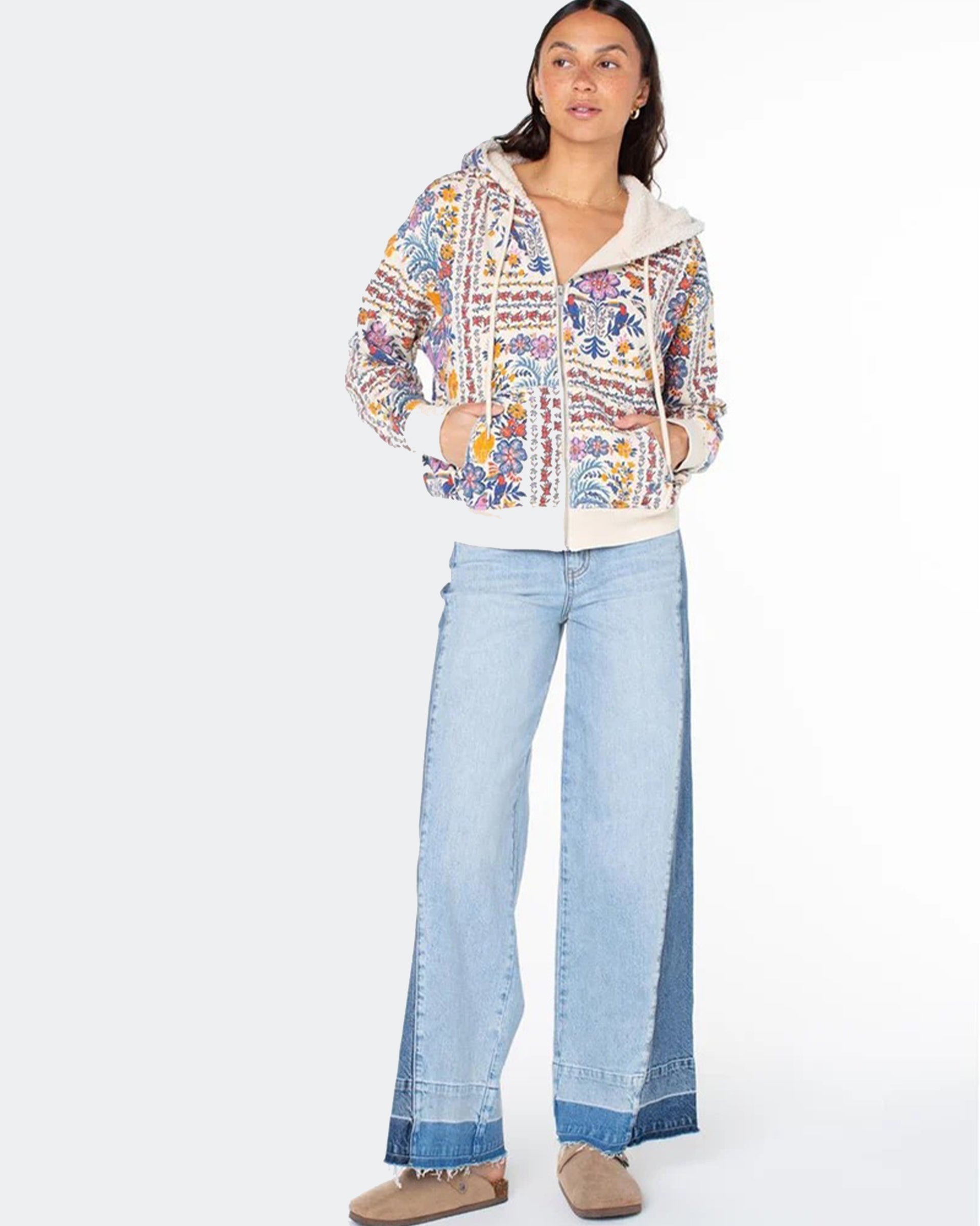 Roxy Women's Savannah Zip-Up Hoodie - Cream/Multi