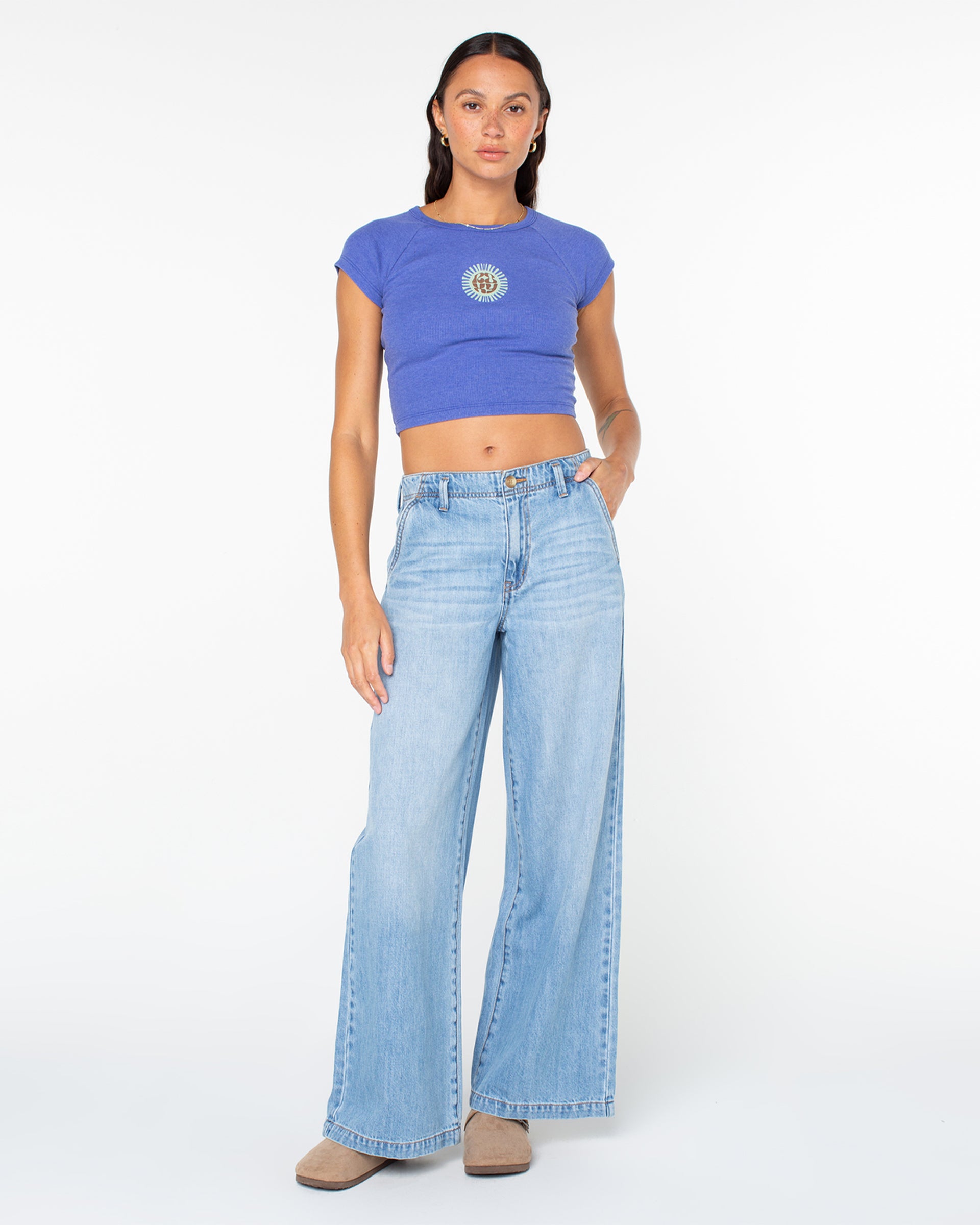 Slow Dive Cropped Tee - Mazzarine Blue Slow Dive