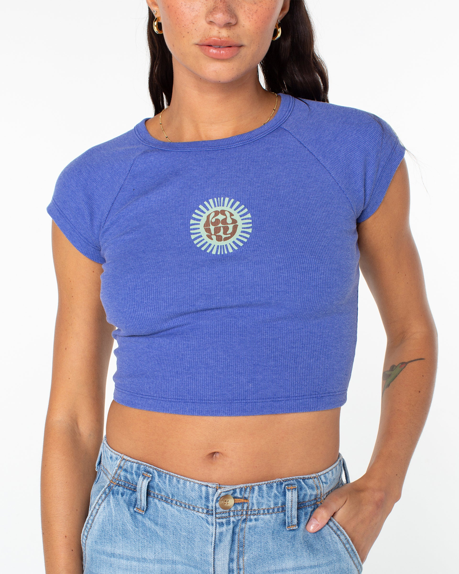 Slow Dive Cropped Tee - Mazzarine Blue Slow Dive