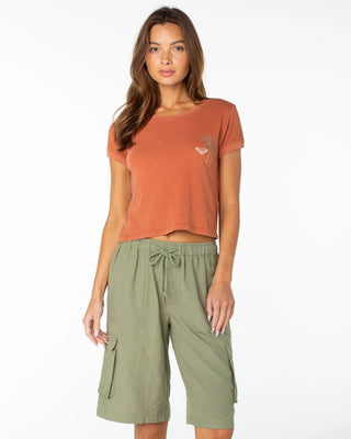 Roxy Women's Spanish Summer Cropped Baby Tee - Chutney