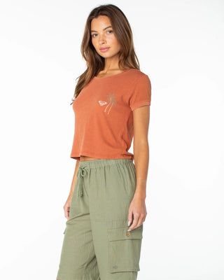 Roxy Women's Spanish Summer Cropped Baby Tee - Chutney