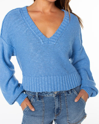 Roxy Women's Study Hall Sweater - Silver Lake Solid