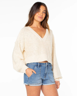 Roxy Women's Study Hall Sweater - Parchment Solid
