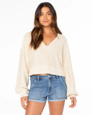 Roxy Women's Study Hall Sweater - Parchment Solid
