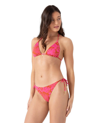Roxy Women's Sun Chasers Tie Side Cheeky Bikini Bottom - Pink Combo