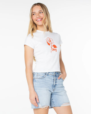 Roxy Women's Sunny Days 90'S Baby Tee - Bright White Sunny Days