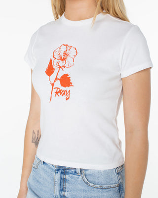 Roxy Women's Sunny Days 90'S Baby Tee - Bright White Sunny Days