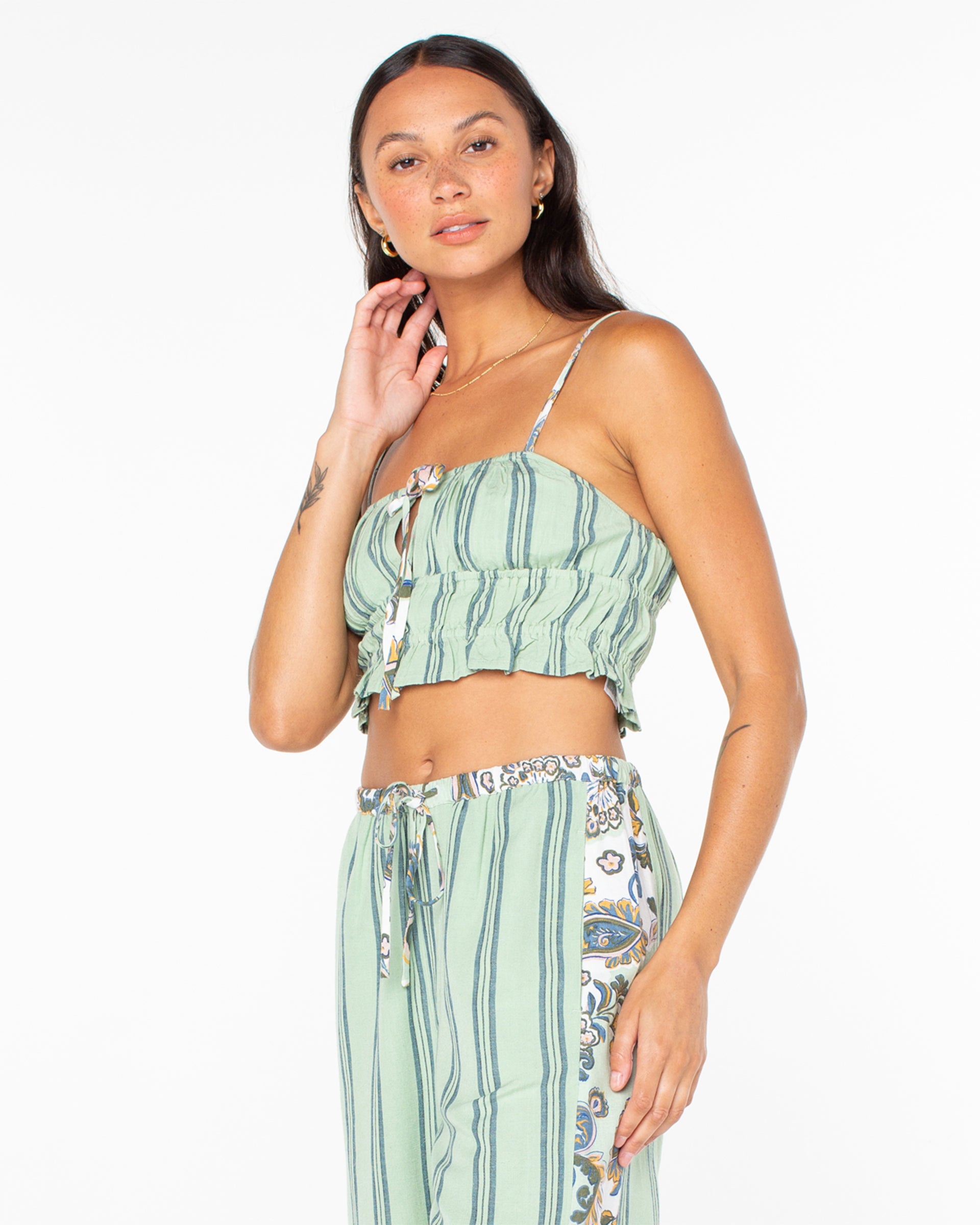 Roxy Women's Sunset Mist Top - Captains Blue Playa Stripe