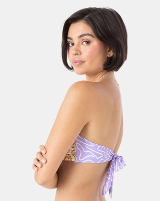 Sunshine State of Mind Reversible Bandeau Bikini Top - Brown Tile Multi