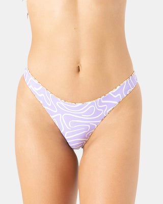 Roxy Women's Sunshine State of Mind Scoop Cheeky Bikini Bottom - Brown Tile Multi