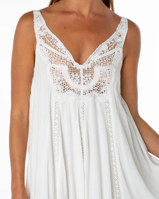Roxy Women's Sunswept Lace Detail Mini Dress - Cloud Dancer