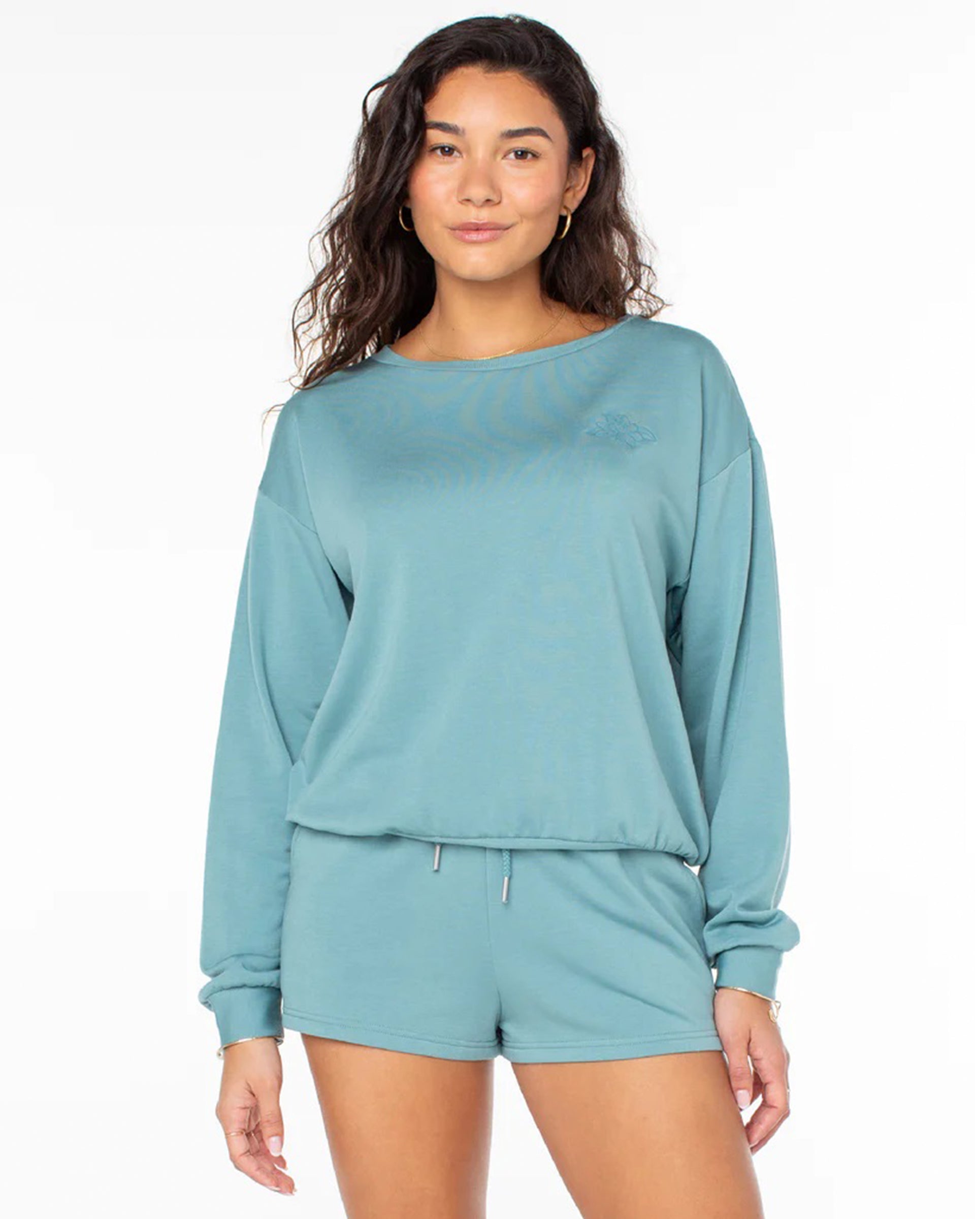 Roxy Women's Surfing By Moonlight Pullover Sweatshirt - Mineral Blue