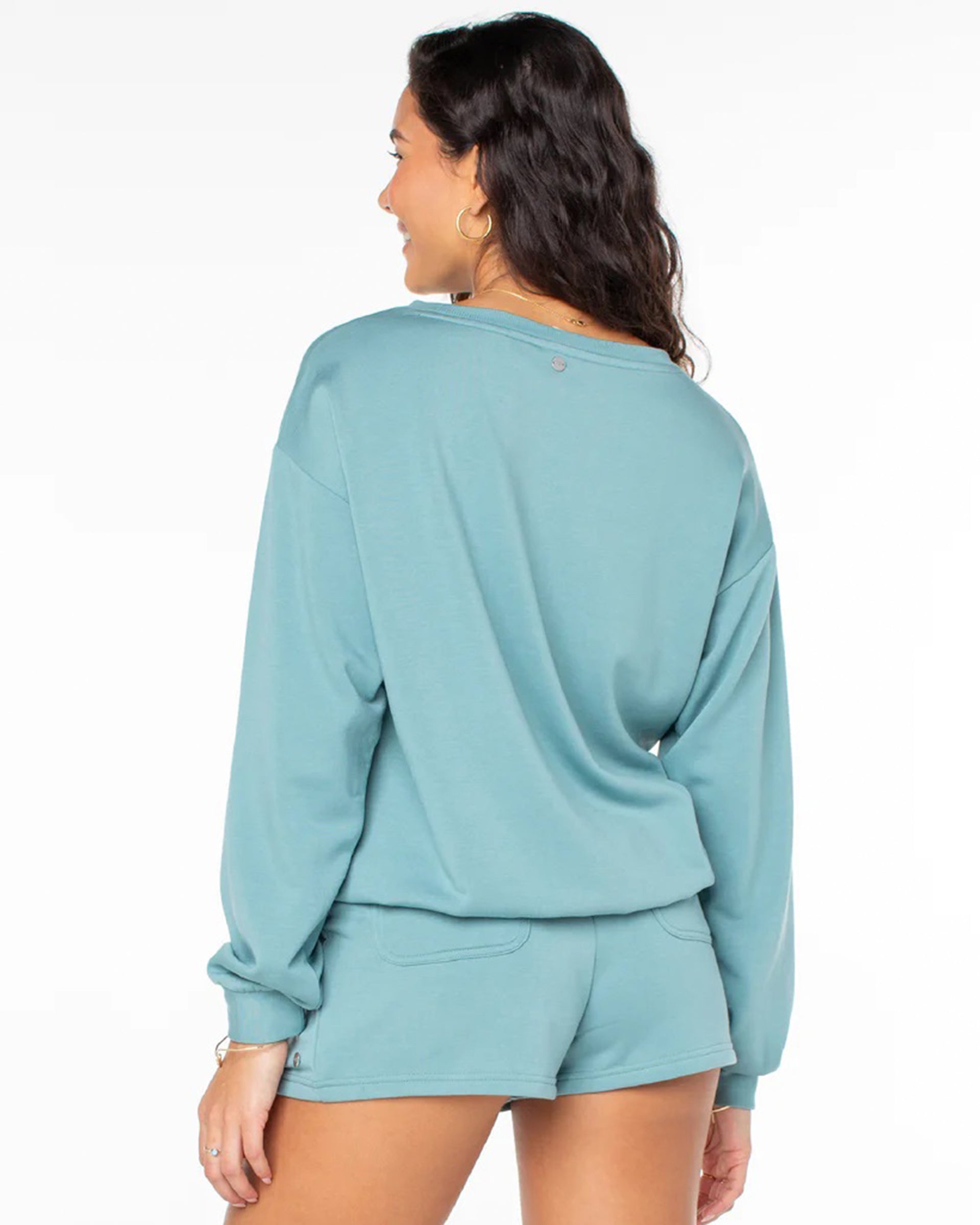 Roxy Women's Surfing By Moonlight Pullover Sweatshirt - Mineral Blue