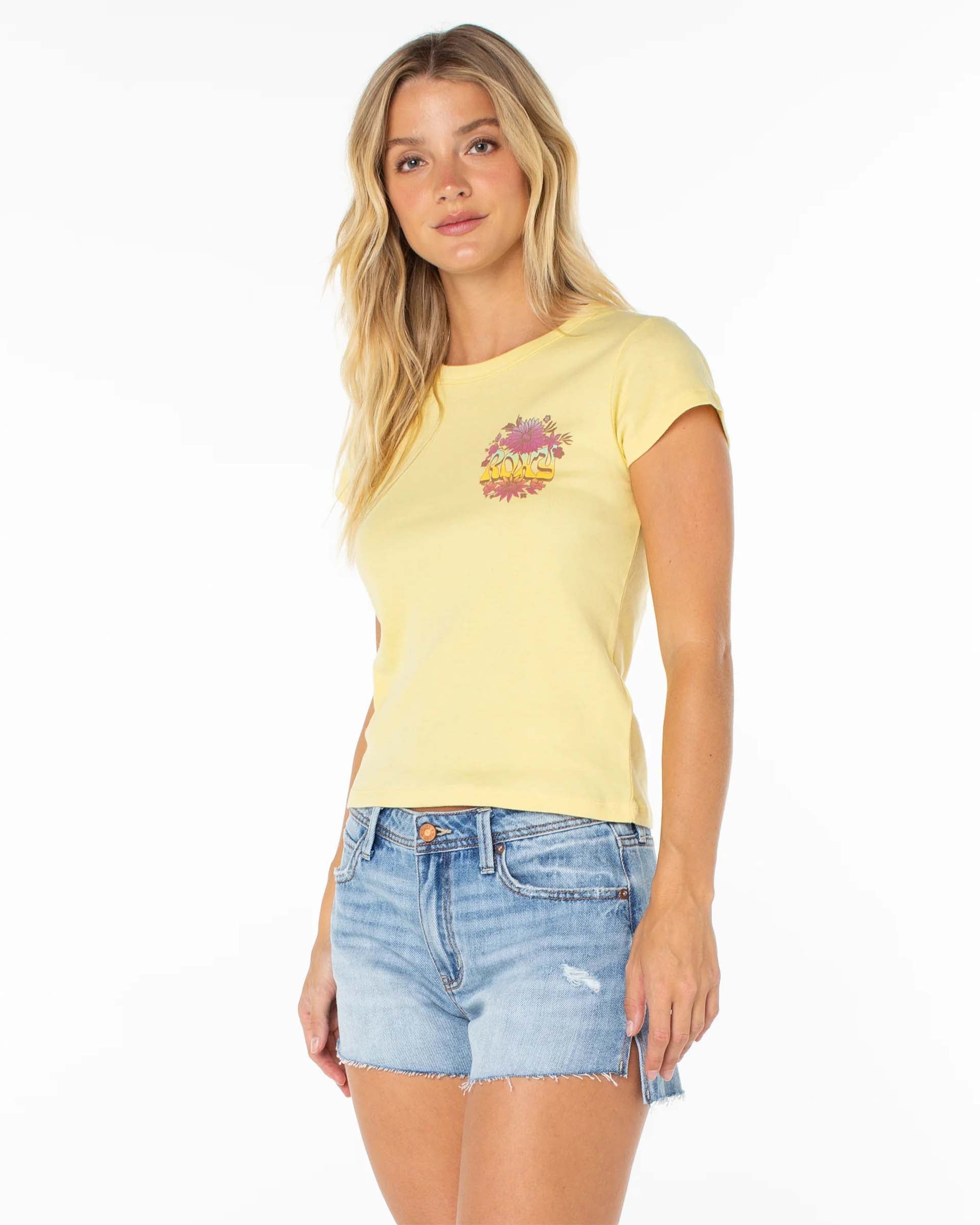 Roxy Women's Tribal Sunset 90's Baby Tee - Popcorn Tribal Sunset