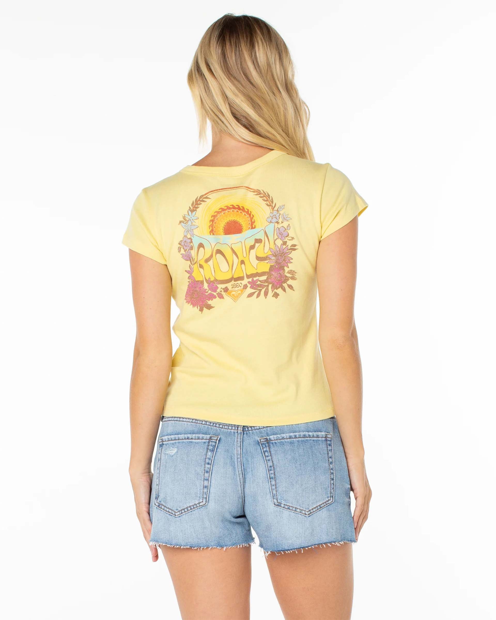 Roxy Women's Tribal Sunset 90's Baby Tee - Popcorn Tribal Sunset