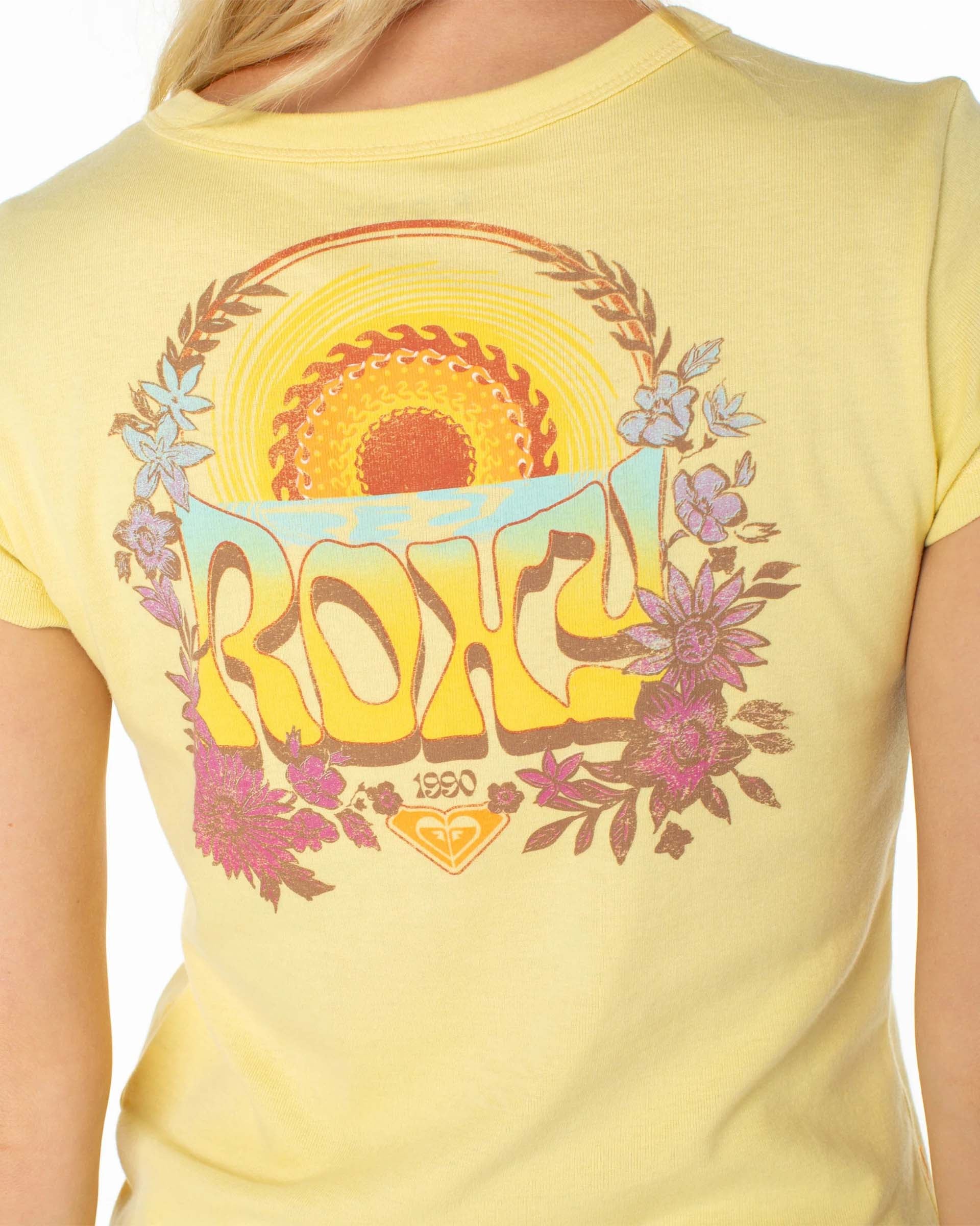 Roxy Women's Tribal Sunset 90's Baby Tee - Popcorn Tribal Sunset