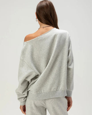 Roxy Women's Wave Break Off The Shoulder Sweatshirt - Heather Grey