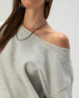 Roxy Women's Wave Break Off The Shoulder Sweatshirt - Heather Grey