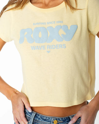Roxy Women's Wave Riders Club Cropped Baby Tee - Golden Haze Wave Riders Club
