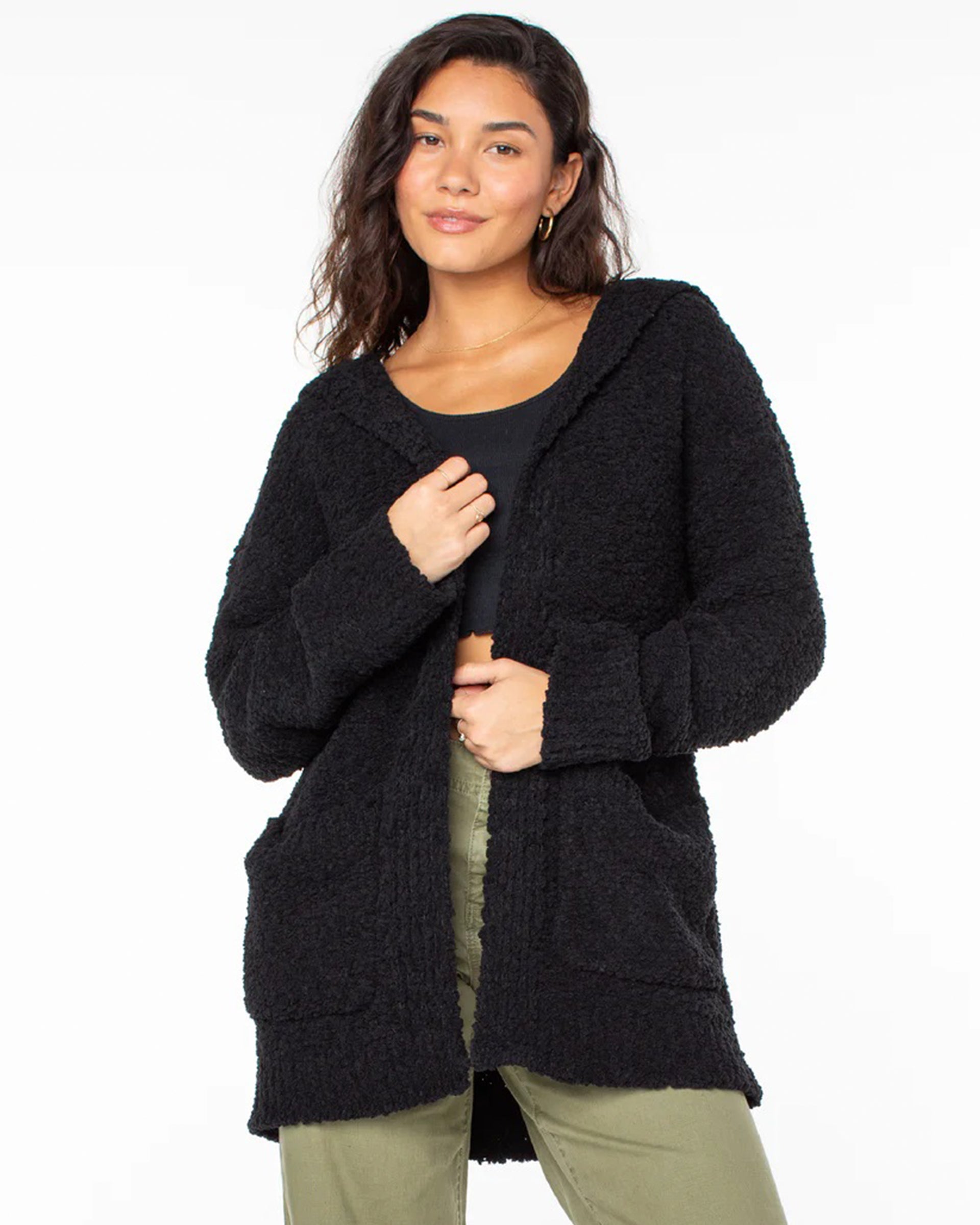 Roxy Women's Weekend Retreat Open Front Hooded Cardigan - Phantom