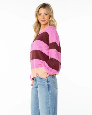 Roxy Women's West Side Sweater - Fuchsia Pink Stripe