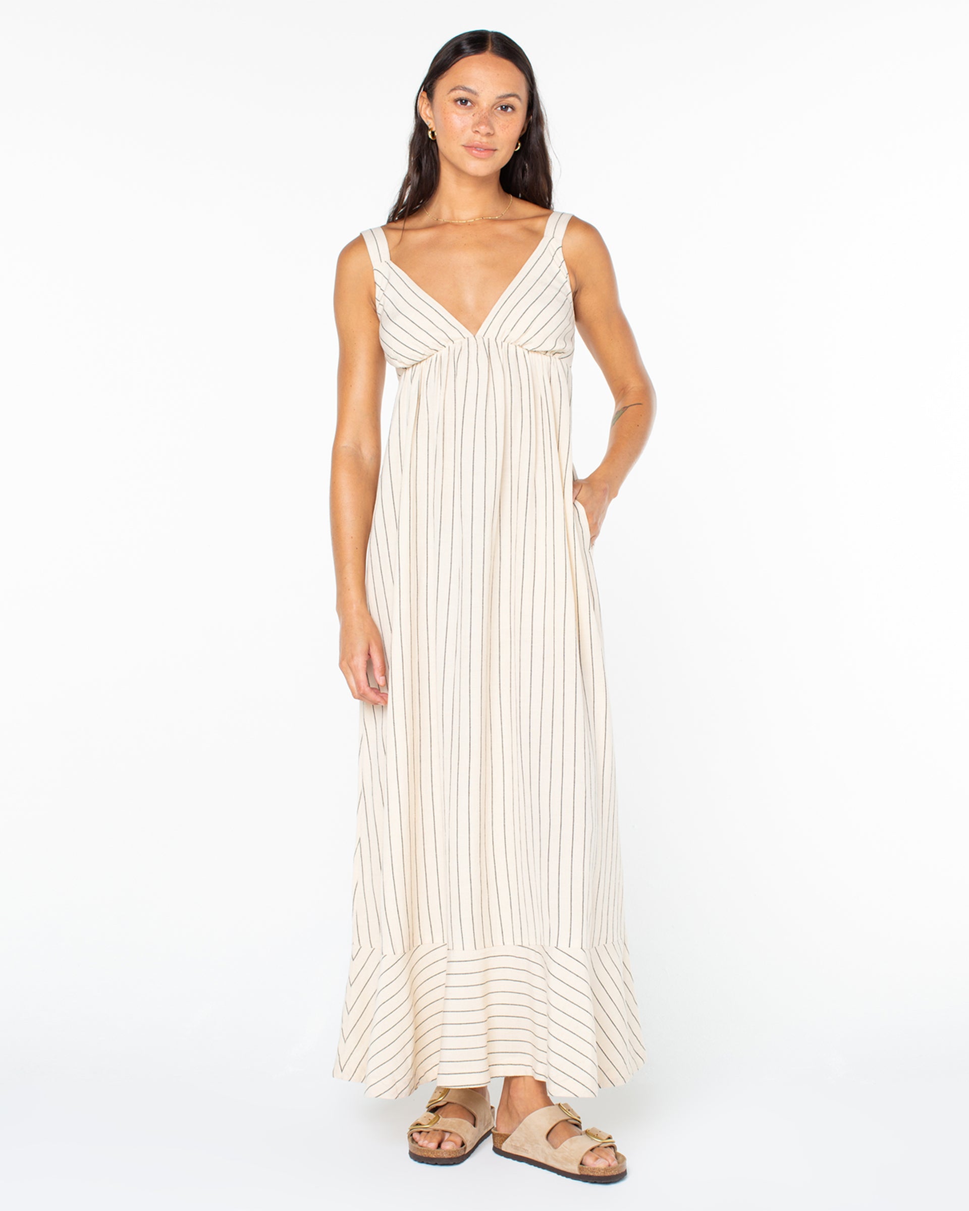 Roxy Women's Wilder Coast Dress - Parchment Simple Stripe