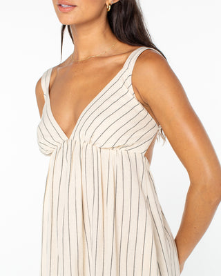 Roxy Women's Wilder Coast Dress - Parchment Simple Stripe