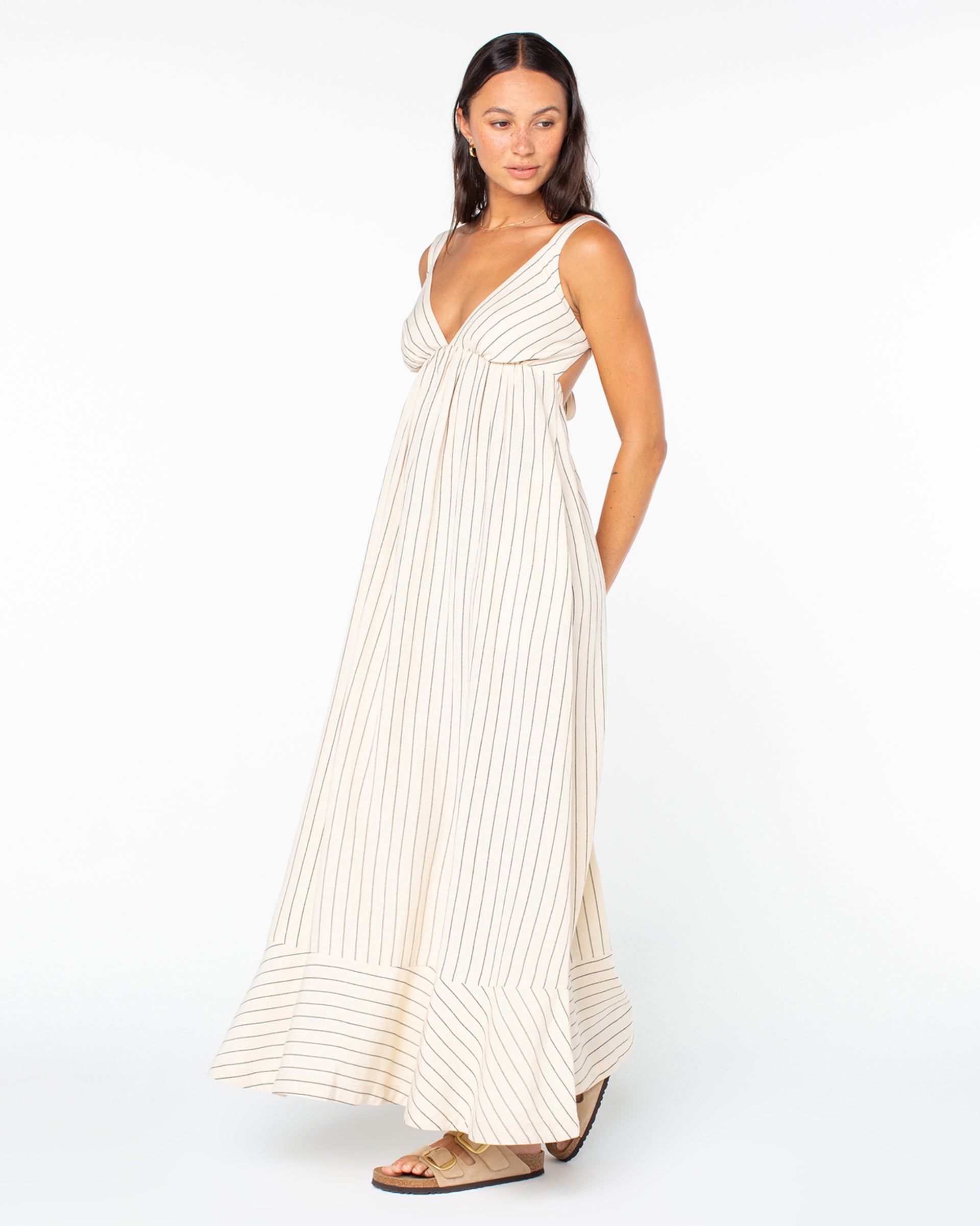 Roxy Women's Wilder Coast Dress - Parchment Simple Stripe
