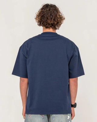 Rusty 3 Squared Heavy Short Sleeve T-Shirt - Navy Blue
